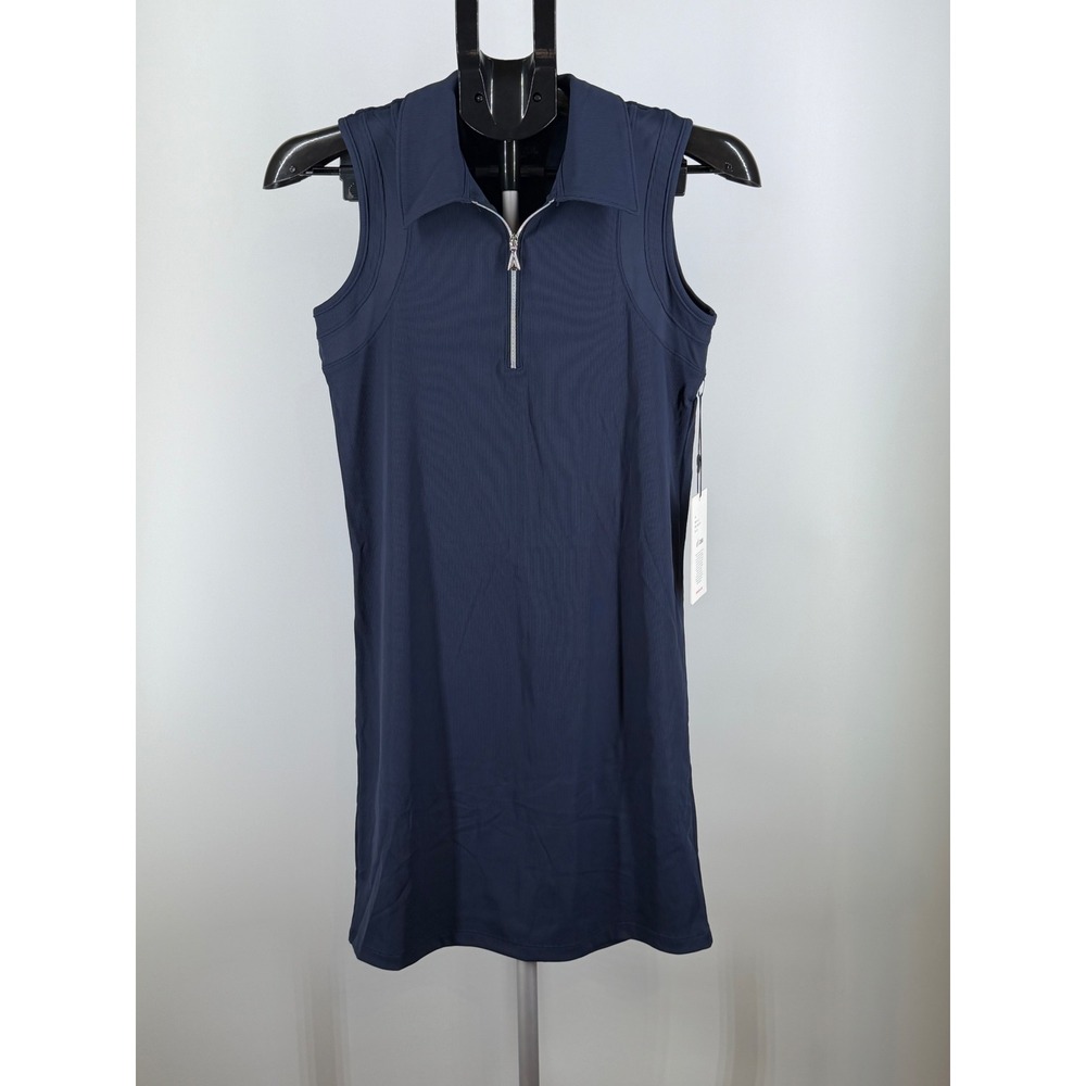 SwingDish‎ Remi Golf Dress Dark Navy Blue Ribbed Quarter Zip XS NEW